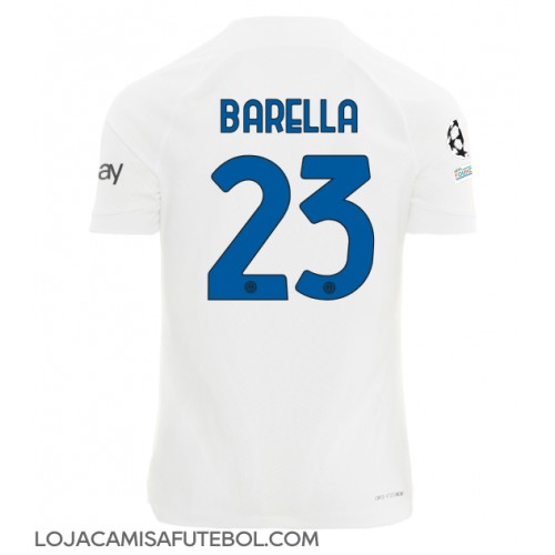 Camisa de Futebol Inter Milan Nicolo Barella #23 Equipamento Secundário 2023-24 Manga Curta